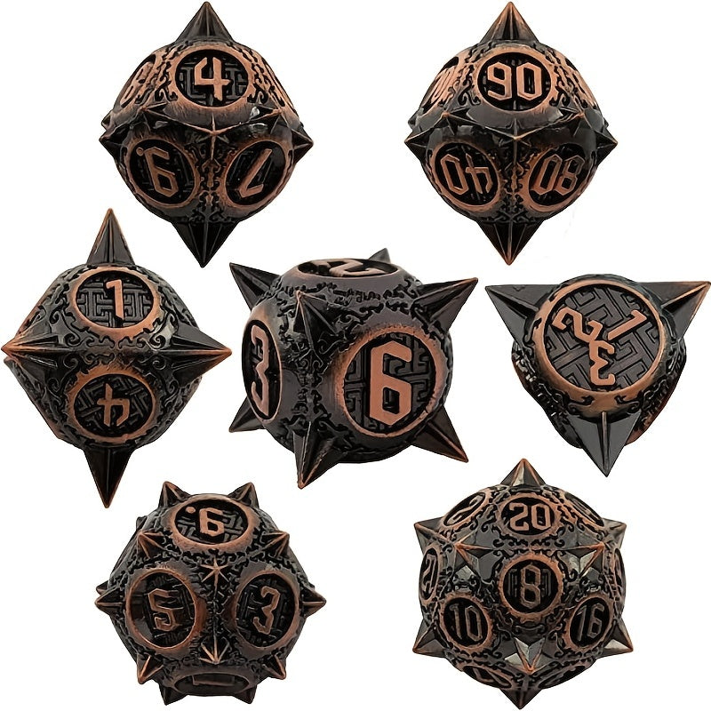 Sharp Metal Meteor Dice Set - Large & Bold Gaming Dice for Dungeons & Dragons - Solid, Weighted, and Aesthetically Pleasing - Complete with D20, D12, D10, D8, D6, D4