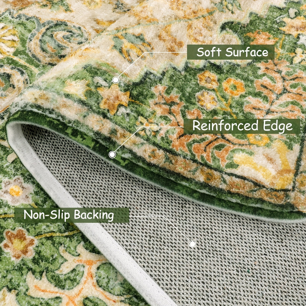 Bohemian Floral Medallion Area Rug - Small Rugs For Bedroom Soft Bathroom Mat, Machine Washable Indoor Throw Front Door Carept For Bathroom Sink Dressing Room Foyer, Yellow/Green/Multi