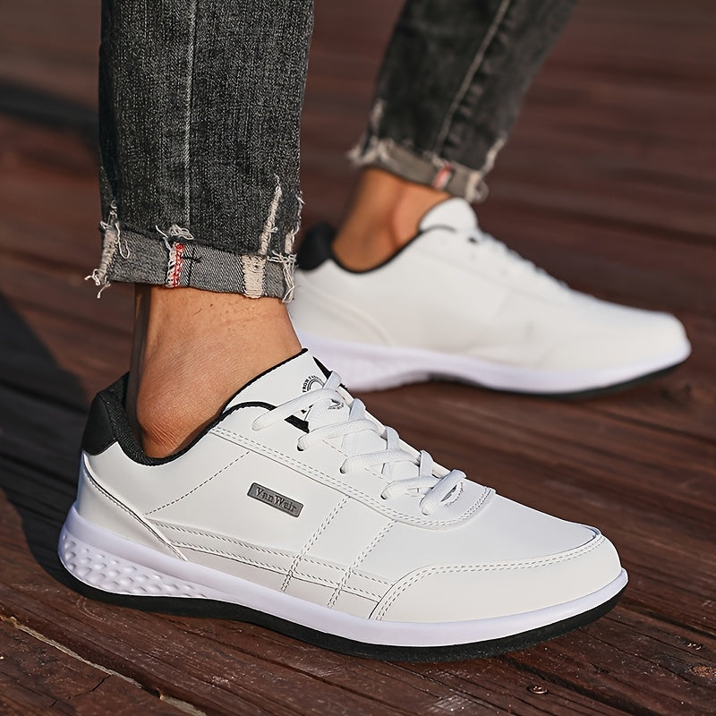 VanWeir Lightweight Men'S Shoes - Navy Blue & White, Stable Lace-Up Sneakers with MD/TPR Sole, Breathable Fabric Lining for Outdoor Sports, Hiking & Casual Wear