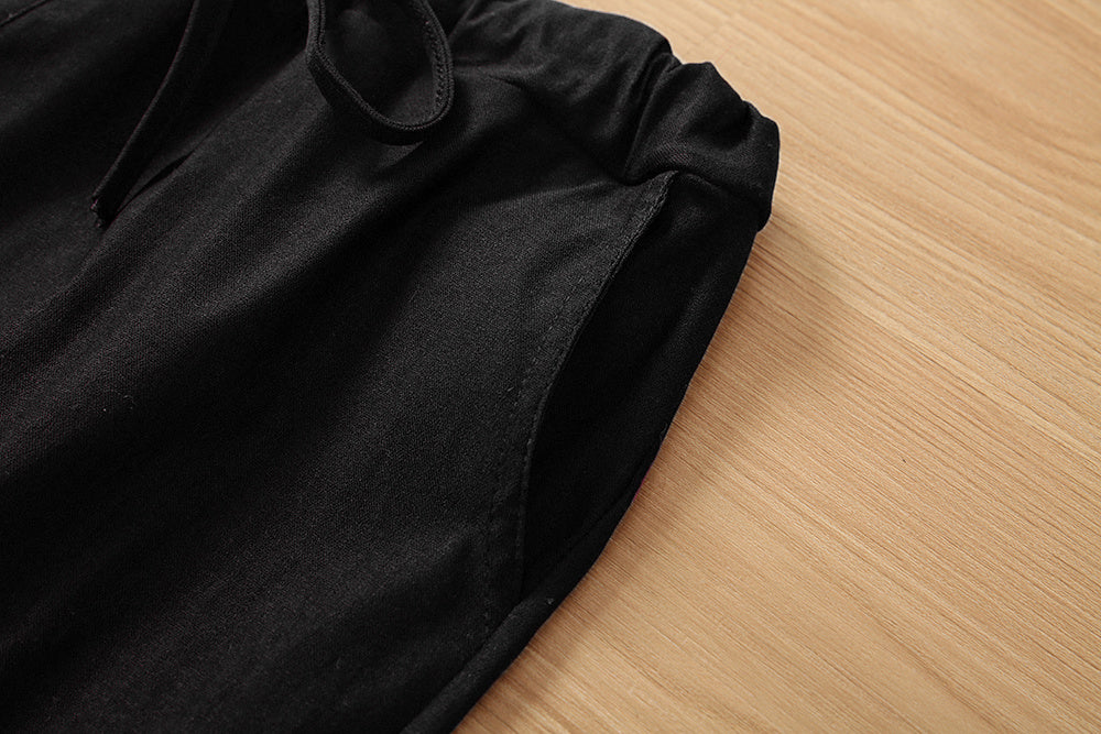 Y2K Solid Drawstring Cargo Pants, Casual Elastic Waist Long Length Pants With Pockets, Women's Clothing