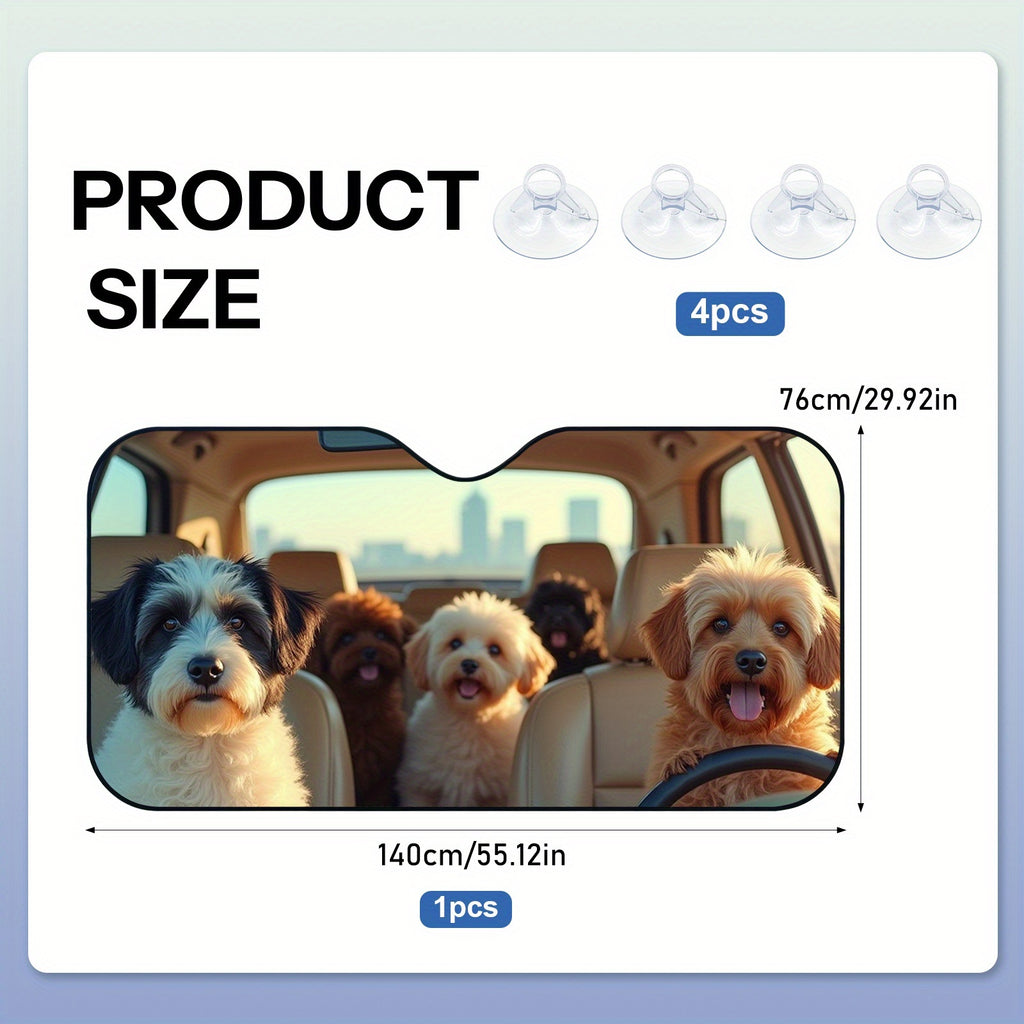 Sun Protection, 1pc Dog Theme Car Windshield Sunshade -