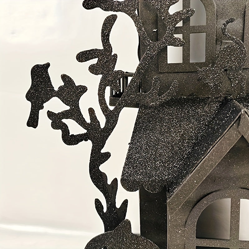 A Two-Tiered Pumpkin Spire Candelabra for a Haunted House, Perfect for Creating a Halloween Atmosphere. This Creative Candelabra Decoration Makes a Great Gift for Festive Occasions And Home Decor (Candles And Glass Not Includ