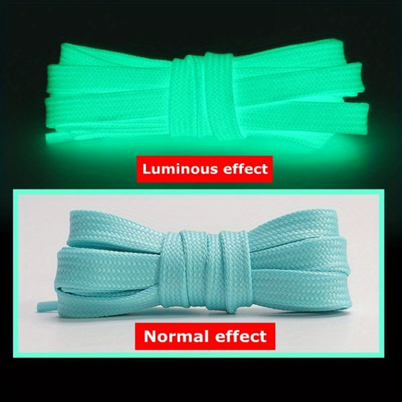 1 Pair Radiant Glow-in-the-Dark Flat Luminous Shoelaces -  Laces for Men and Women Couples Matching Accessory