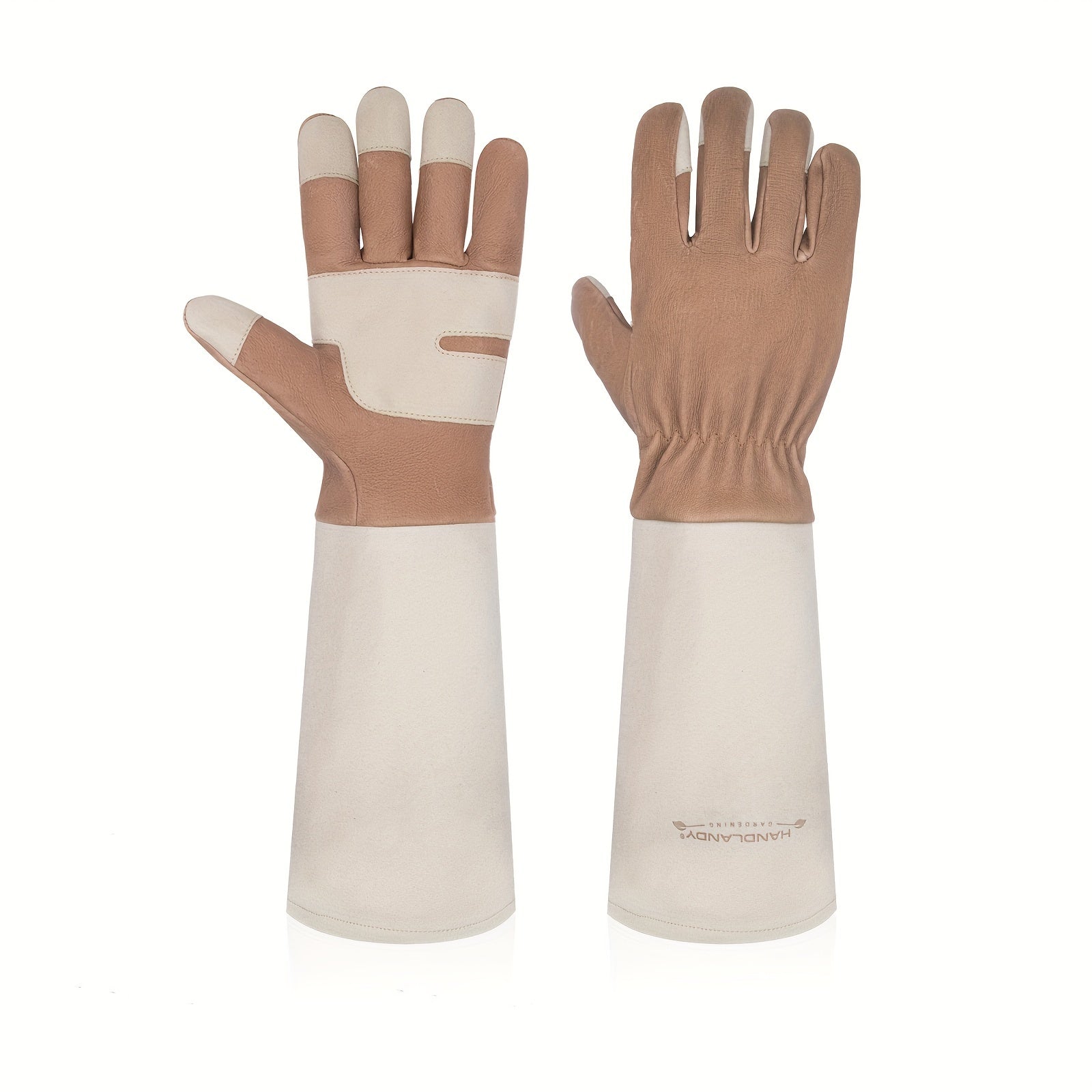1 Pair Long Gardening Gloves for Men & Women, Thorn Proof Rose Pruning Gloves Genuine Leather Gauntlets Garden Gloves Yard Work Gloves