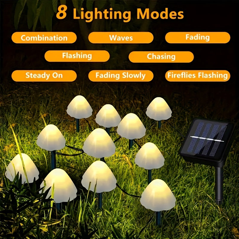Solar Powered 1 Set of 10 Lights, Easy to Install, Durable Solar Fairy Lights with Remote Control for Garden Yard Porch Wedding Party Decor
