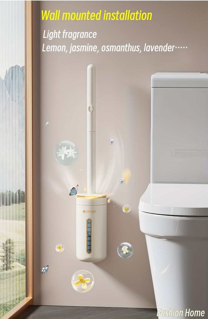 1 Set With 24 Brush Heads, Or Separately Equipped With 32 Brush Heads And 4 Aromatherapy Sticks, Disposable Sponge Brush Heads With Cleaning Solution, Plastic Toilet Brush, Toilet Brush Holder Set, Automatic Opening And Closi