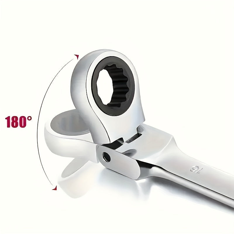 10mm Flexible Head Ratchet Wrench - Dual-Purpose, High-Index Plastic, Silvery - Essential Automotive Hand Tool