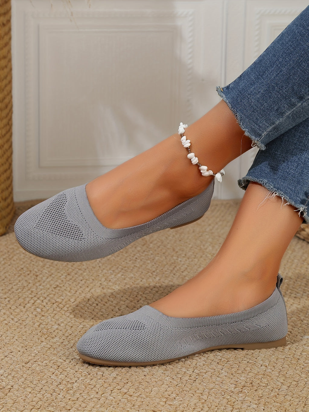 Four Seasons Large Size Women's Shoes New Breathable Casual Flat Soft Sole Comfortable Anti-slip Slip-on Lazy Shoes
