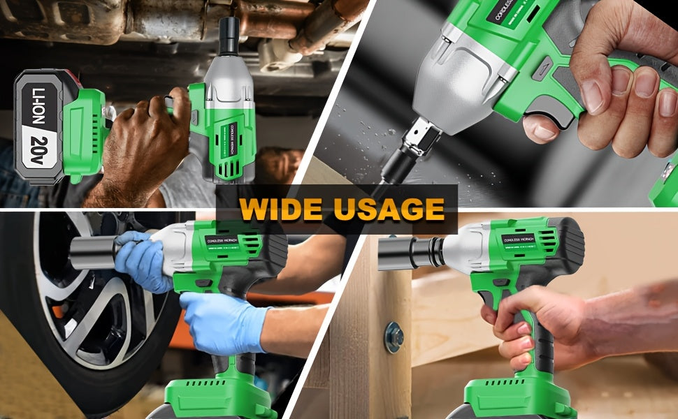 20V 4000MAH Cordless Impact Wrench And Drill Set, 3-in-1 Brushless Power