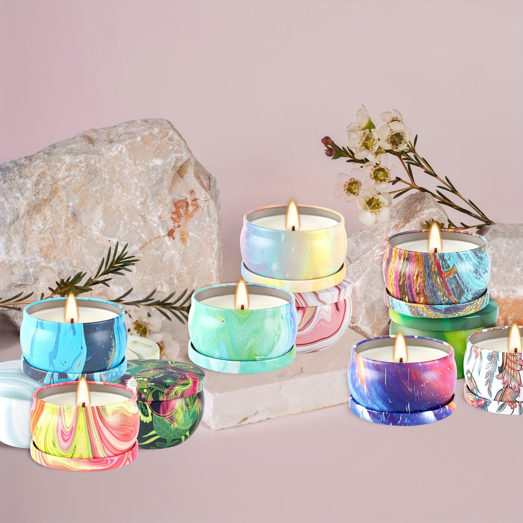 72-Pack Marble Design Scented Soy Wax Candles, 2.37" Round Metal Tins, Smokeless, Drip-Free, for Weddings, Anniversaries, Christmas, Halloween, Thanksgiving, Valentine'S Day