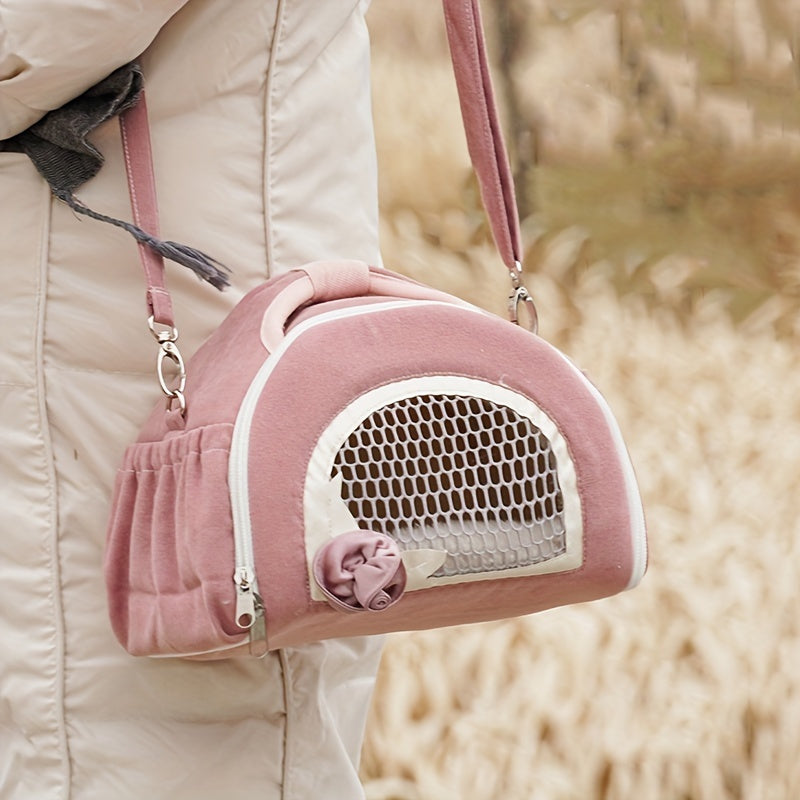 Portable Pet Backpack - Breathable Cotton Guinea Hamster Travel Carrier With Zipper Closure, Side Pockets For Snacks And Toys, Perfect For Outdoor Adventures