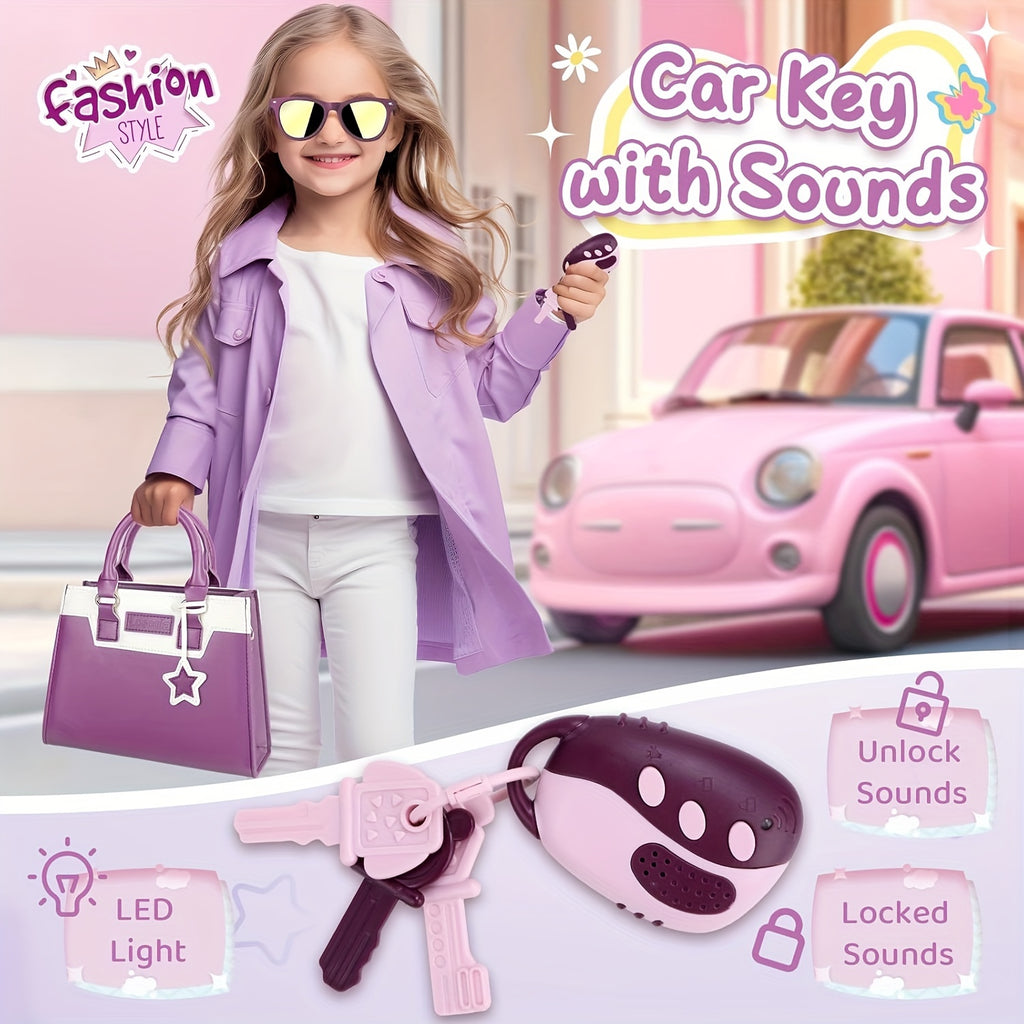 28PCS Princess Toys Play Purse with Pretend Makeup, Little Girls Play Purse for Ages 3-6, Christmas Birthday Gift For Girls Age 3+