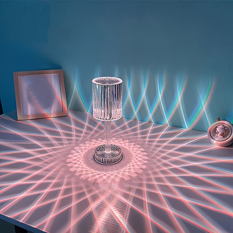 [Touch Control] Elegant Crystal Touch Control Bedside Lamp | Adjustable LED Light | Crystal | Dimmable, USB Charging, Rechargeable Battery | Indoor Decor | Modern | Adjustable Light