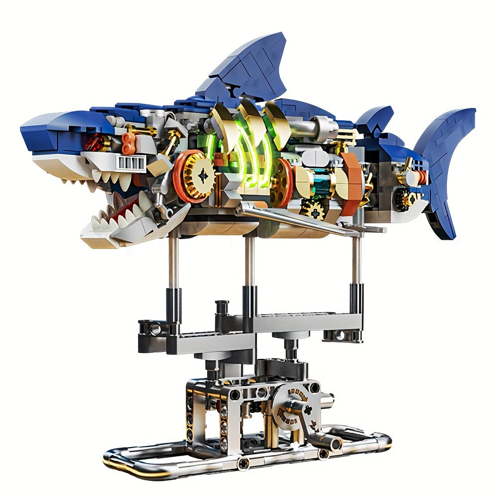 Ideas Shark Sea Creatures Building Set, Marine Animal Building Blocks Toys With Display Stand And Light, STEM Toys For Adults Crossing Ocean Lovers, 687pcs Christmas, Halloween Gift