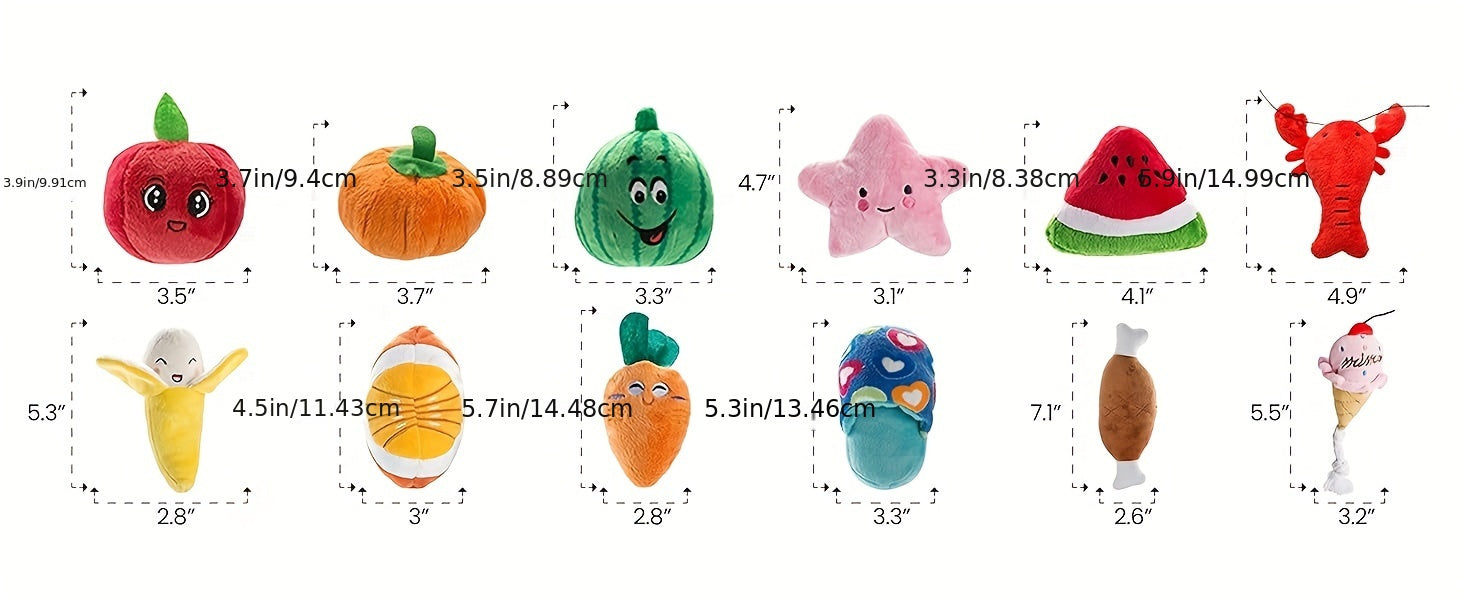 Nocciola Dog Squeaky Toys, Plush Small Dog Toys for Dogs, Stuffed Dog Toys with Squeakers, 12 pcs Puppy Toys with a Carrying Bag for Small Medium Size Dogs