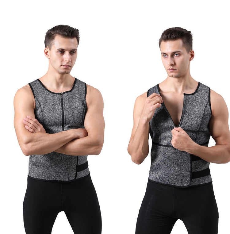 TKPARK Men's Adjustable Compression Tank Top & Waist Trainer - High-Elasticity Workout Shirt