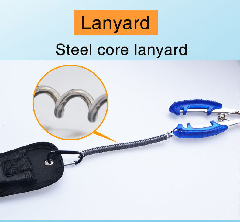 Saltwater Resistant Fishing Pliers with Split Ring Hook Removers, Lanyard & Sheath - Essential Fishing Gear Accessories for Easy Tackle Management