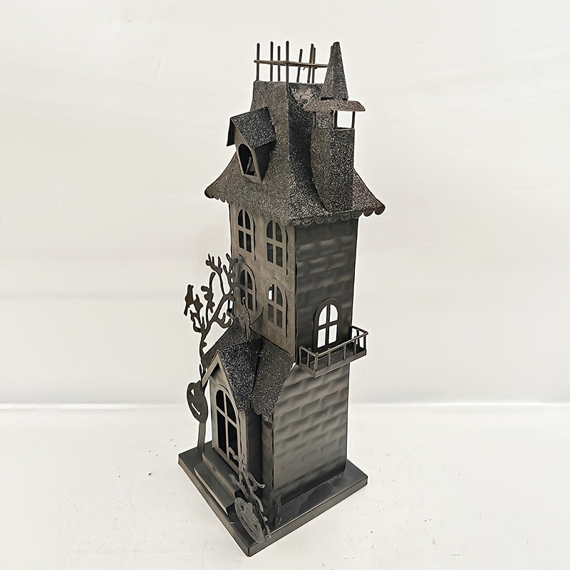 A Two-Tiered Pumpkin Spire Candelabra for a Haunted House, Perfect for Creating a Halloween Atmosphere. This Creative Candelabra Decoration Makes a Great Gift for Festive Occasions And Home Decor (Candles And Glass Not Includ