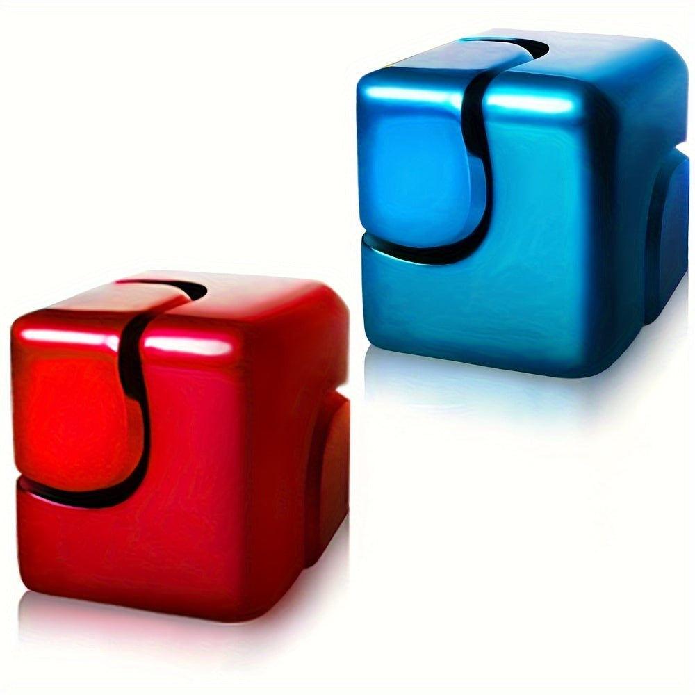 2pcs Desk Fidget Toys Spinner-Cube: Colorful Square Cube, Desktop Toys, High-Speed Bearing Rotating Toys Metal Desk Fidgets For Adults