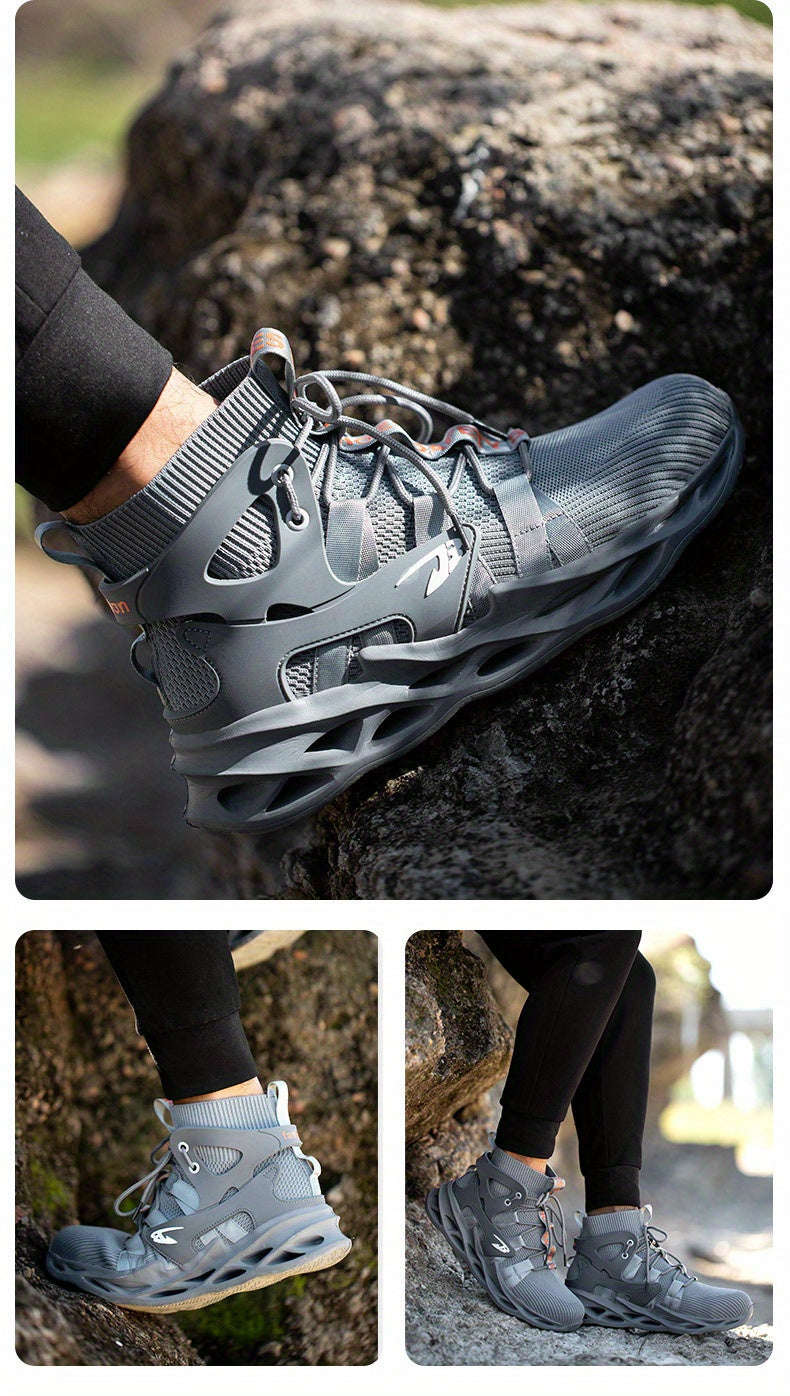 PLUS SIZE Men's Lightweight Safety Resistant Work Boots, Casual Comfortable Blade Boots