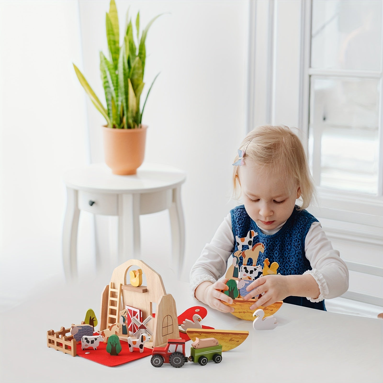 18pcs Farm Animals Barn Toys, Wooden Montessori Stacking For Toddlers Red Barn Toys Little People Farm Animal Toys Farm Pretend Playset With Barn & Farmer, halloween, christmas gift