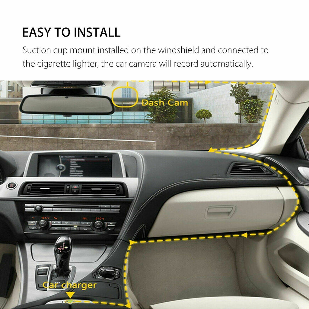 HD 1080P Night Vision Dash Cam - CAR DVR Car Video Recorder - Front And 720P Rear Camera Vehicle Black Box Driver Recorder