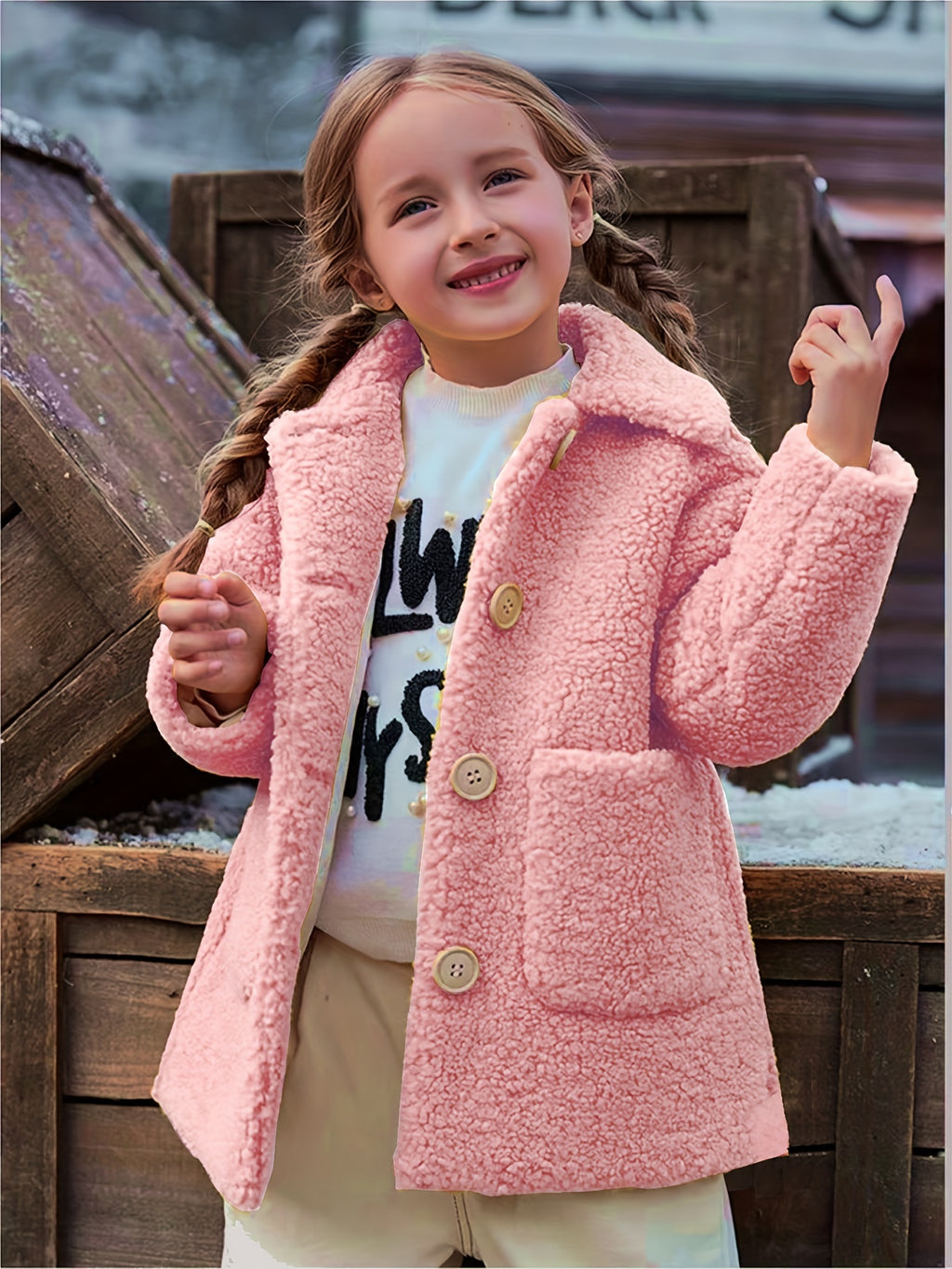 JOMAKE Girls' Winter Coat - Pastel Pink & Ombre Jacket with Button Front Closure,