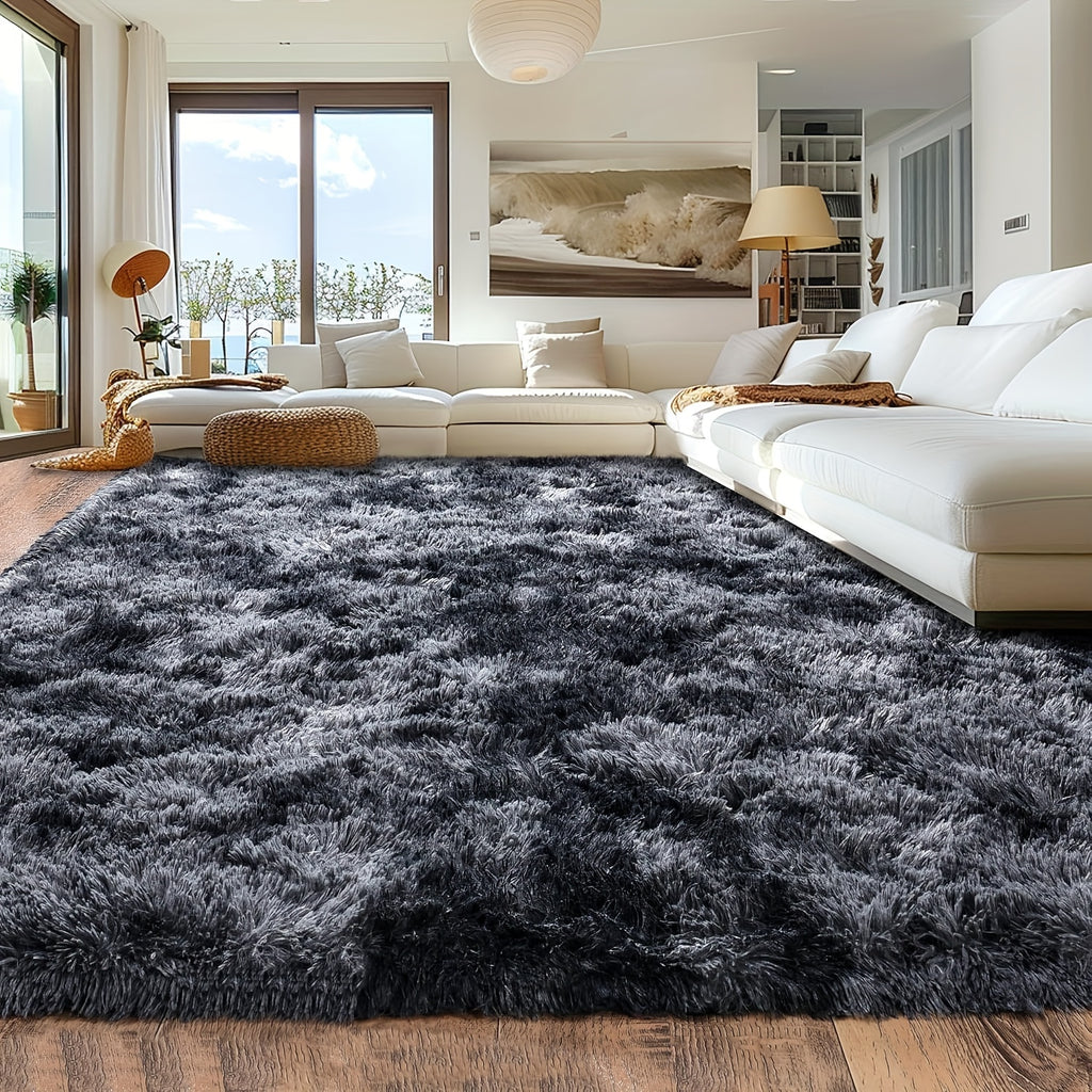 Large Area Rugs For Living Room, Tie-Dyed Shaggy Rug Fluffy Throw Carpets, Ultra Soft Plush Modern Indoor Fuzzy Rugs For Bedroom Home Decor, Tie Dyed-black Gray