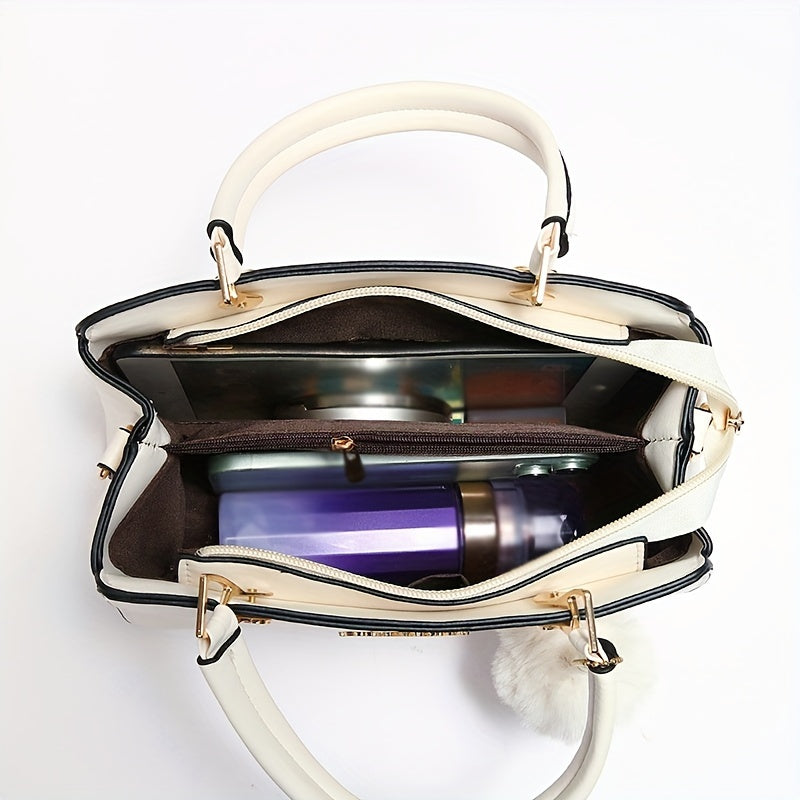 Elegant Lightweight Faux Leather Handbag - Women's Solid Color Shoulder Bag
