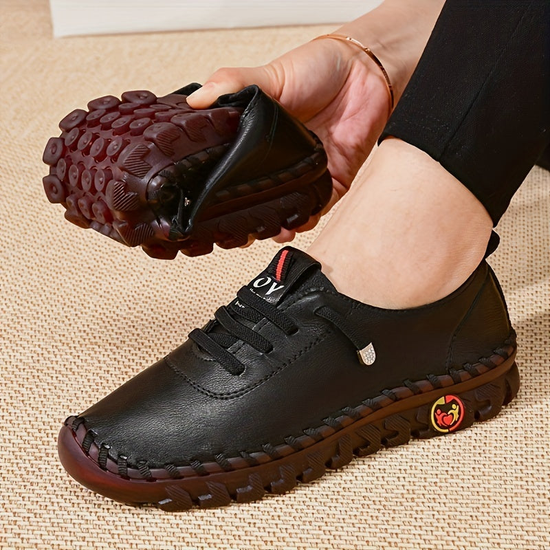 Women's / Round-Toe Flat Shoes with Spoils Accent - Casual Comfortable All-Season Sneakers, PVC Sole & Soft, Breathable for Square Dance, Casual Attire -  Upper (North America/Europe Style)