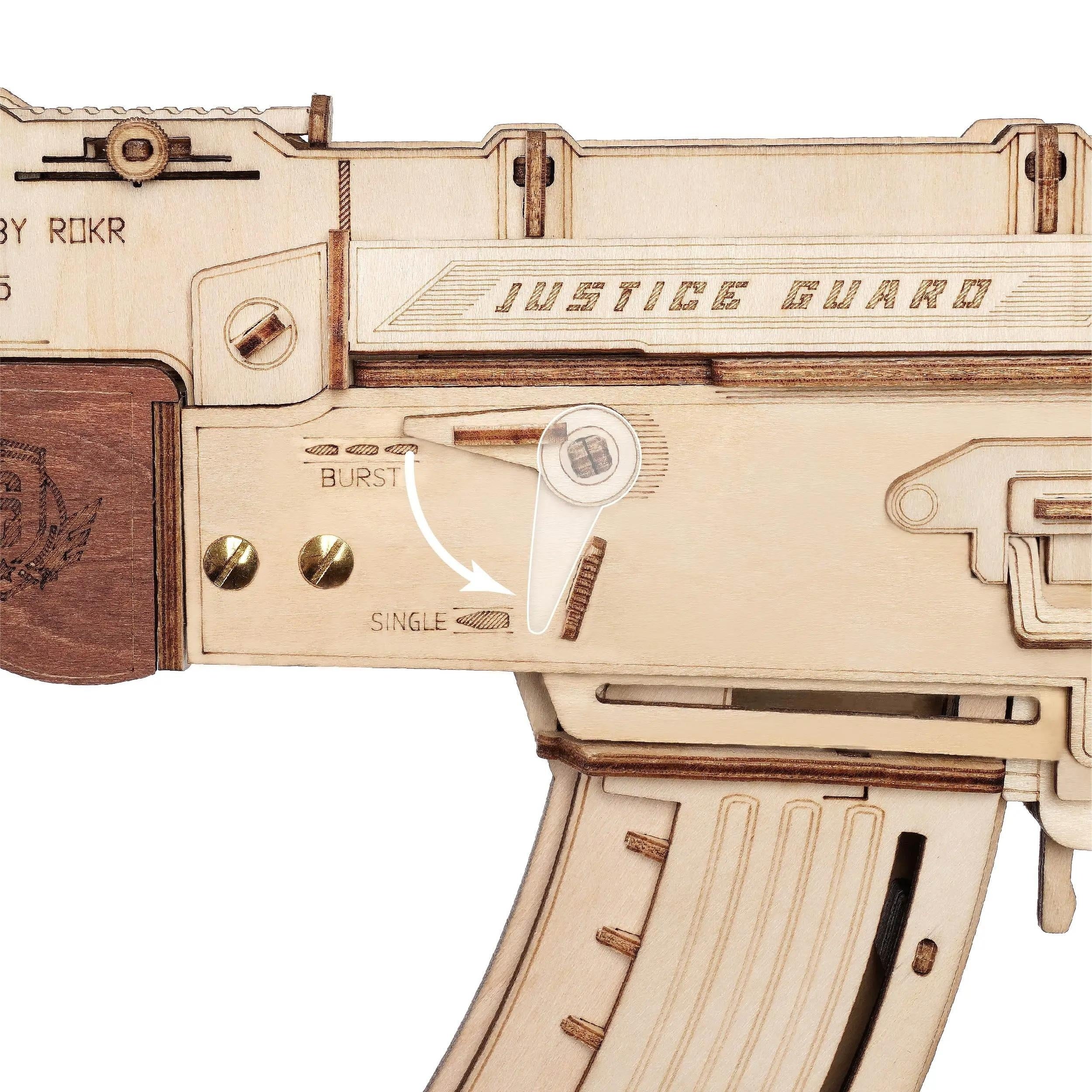3D Puzzles for Adults, Wooden 3D Puzzle AK47 Model Rubber Band Gun Model Building Kits for Adult, DIY Wood Crafts Cool Toys Gifts Hobbies for Men Women, LQ901 Justice Guard