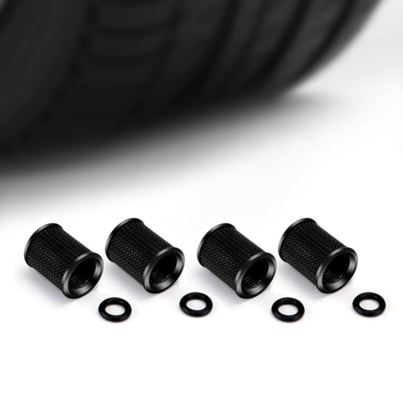 4pcs Tire Valve Caps - Heavy-Duty Metal Construction, Screw-On Valve Stem Covers with Snap-Fit Installation