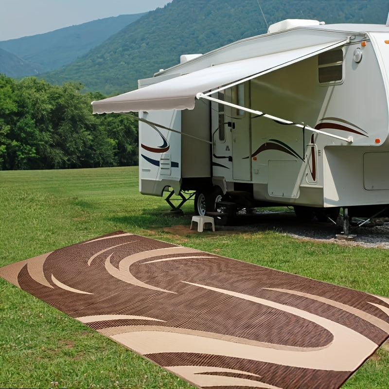 1pc Outdoor Rug For Patio. 8'X18' Resistant Mat, Reversible Plastic Camping Rugs, Rv, Porch, Deck, Camper, Balcony, Backyard