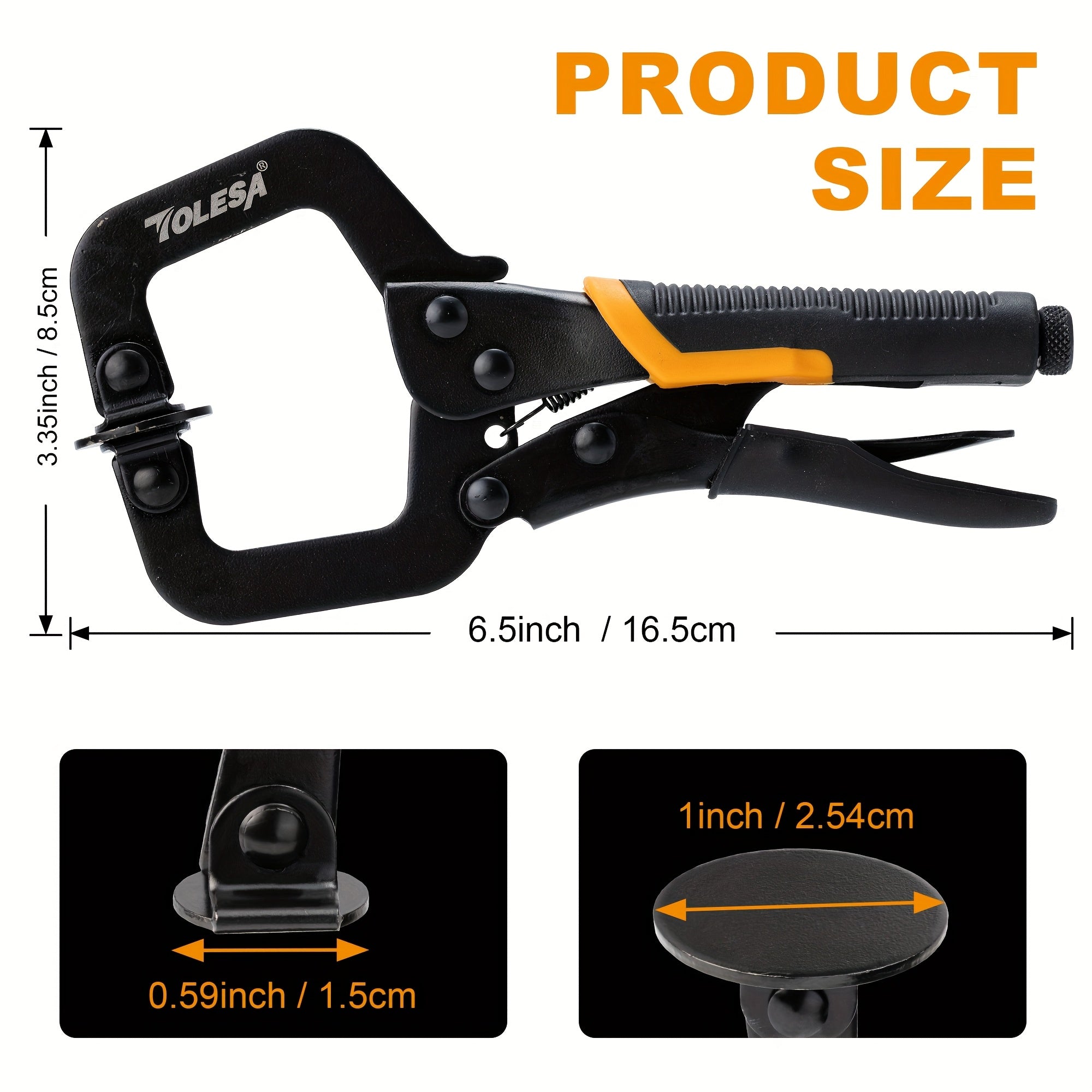 SHINYORK Black Electrophoresis Metal Face Clamp, 3pcs 6" Heavy Duty Locking C-Clamps