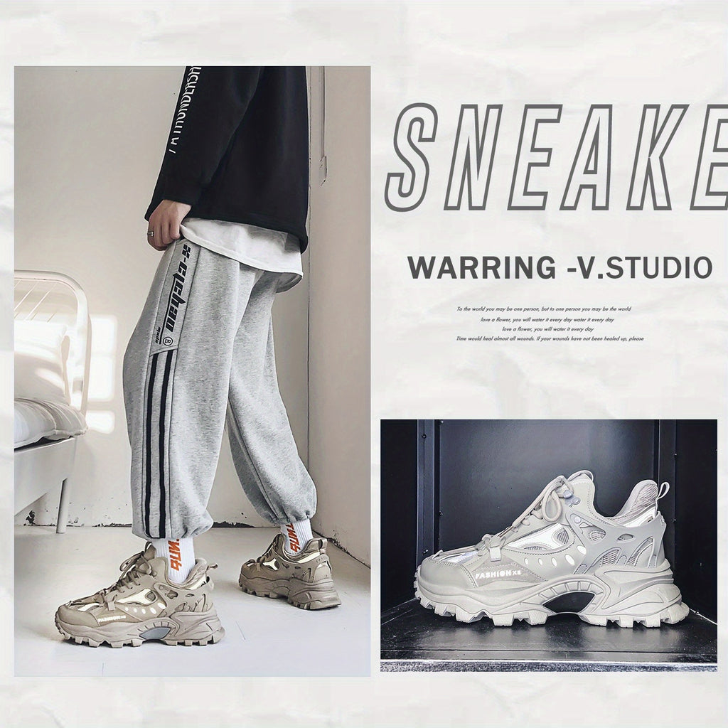 [1 Pair Men'S Cloud Pattern Sneakers] Round Toe Lace-Up  Athletic Sneakers, Sports , Breathable Fabric