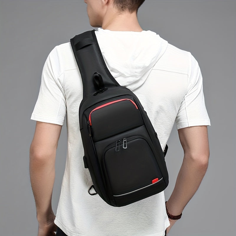 ReSilvery New Men's Chest Bag Business Single Shoulder Bag Large Capacity Crossbody Bag Breathable Casual Sports Bag