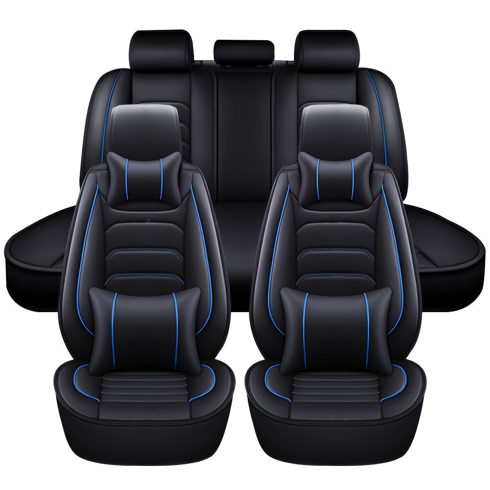 5-Seat Full Set Faux Leather Car Seat Covers - Waterproof All-Weather Protection,
