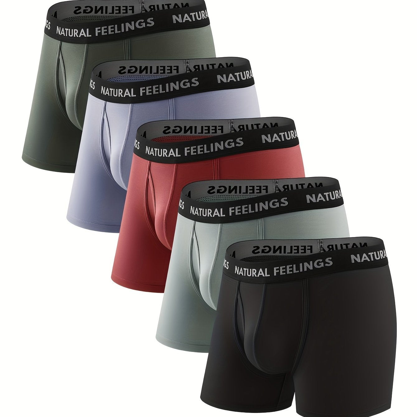 5-Pack Mens Underwear Bamboo Viscose Boxer Briefs Comfy Breathable Underwear for Men