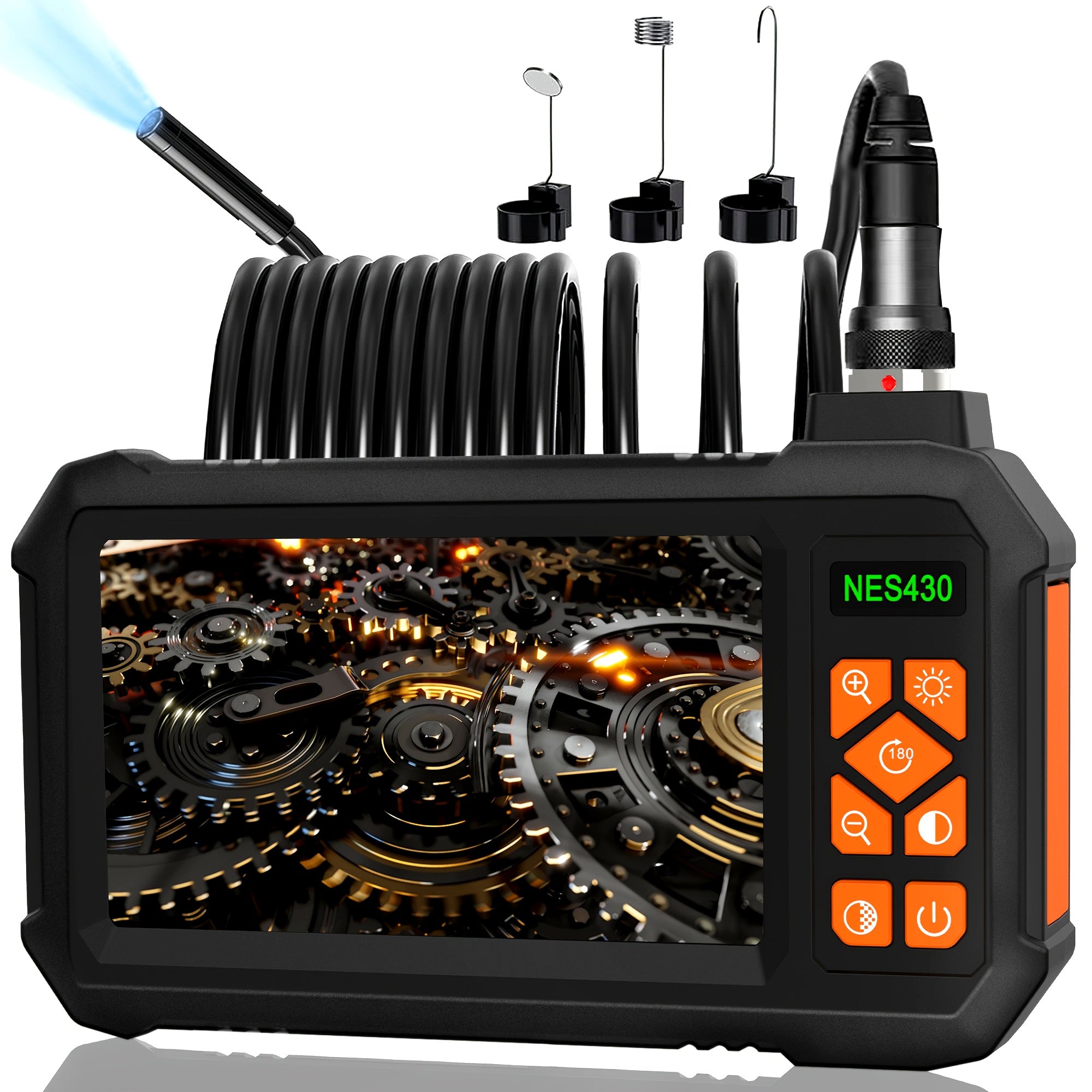 4. 3" IPS HD Borescope Camera with High-Quality 1080P Lens and Bright Headlight for Automotive and House Pipe Inspection