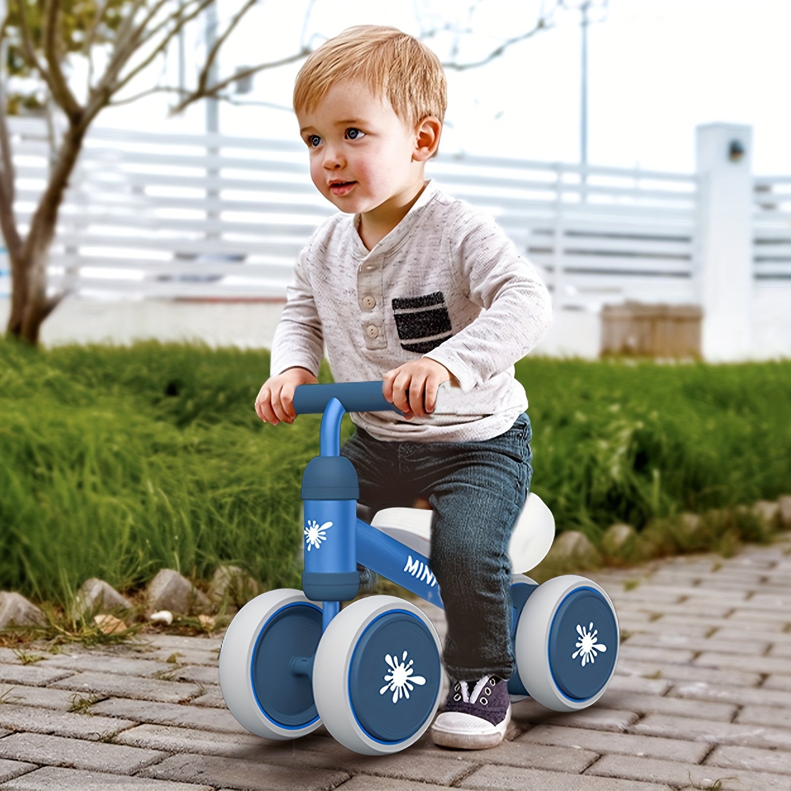 Baby Balance Bike Toys for 1 Year Old Boy Girl Gifts, 10-24 Month Toddler Balance Bike with 4 Silence Wheels, No Pedal Toddler First Bike, First Birthday Gifts Christmas for Boys and Girls