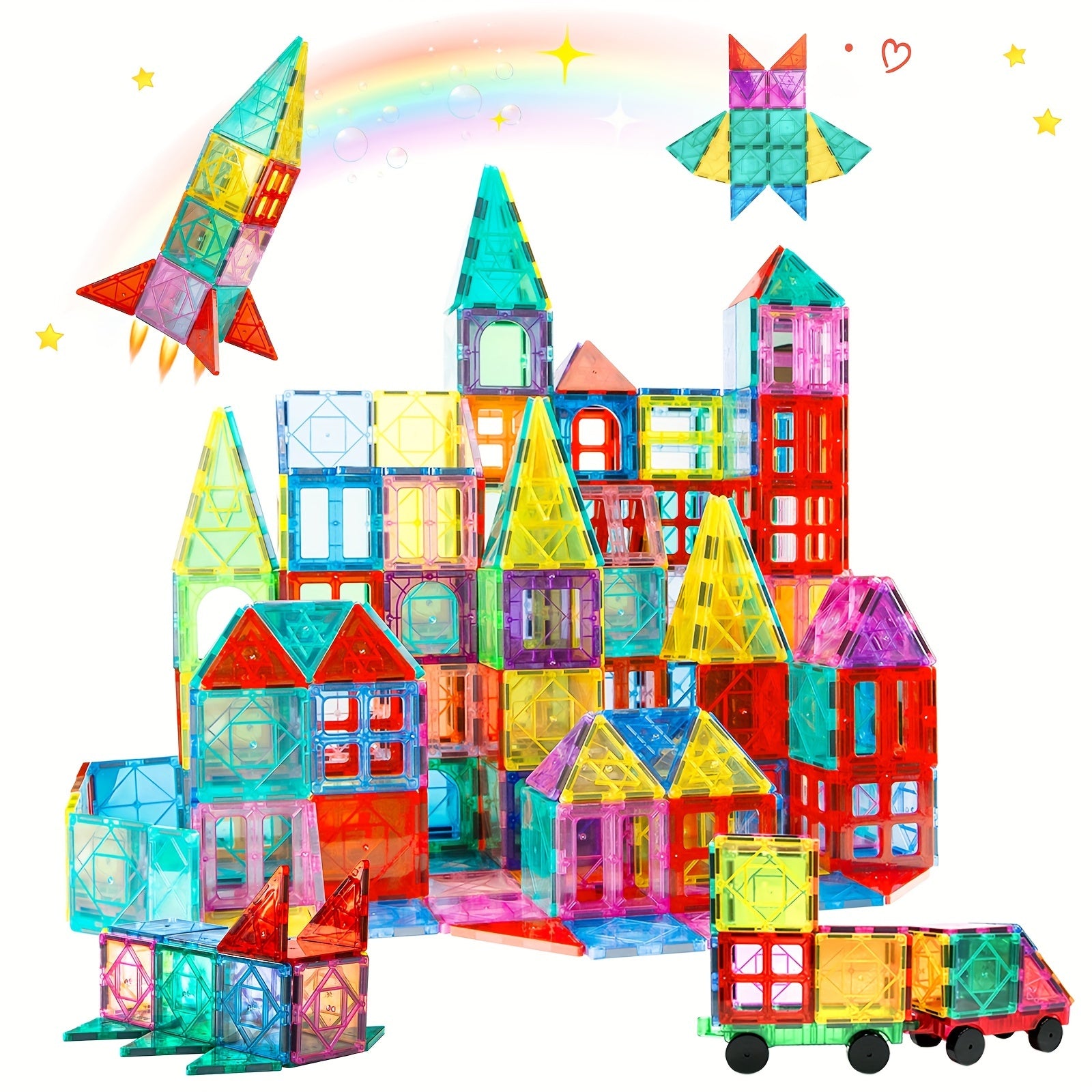 102PCS Magnetic Building Blocks, Magnetic Tiles 3D Kids Toys Sets, Building Construction Educational STEM Toys for 3+ Year Old Boys and Girls Christmas Birthday Gifts
