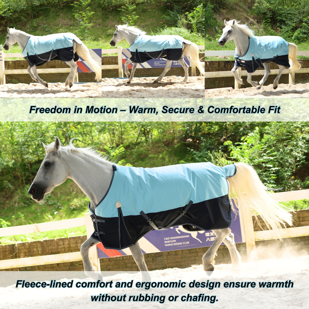 BARN & STABLE Heavy-Duty 600D Waterproof Horse Blanket - 3000mm/3000mvp Winter Turnout Rug with 200g Fill, & Adjustable Fit, All-Weather Horse Cover for Horses (Arabian, Thoroughbred, Shetland) - Durable Equestrian Gear, Hors