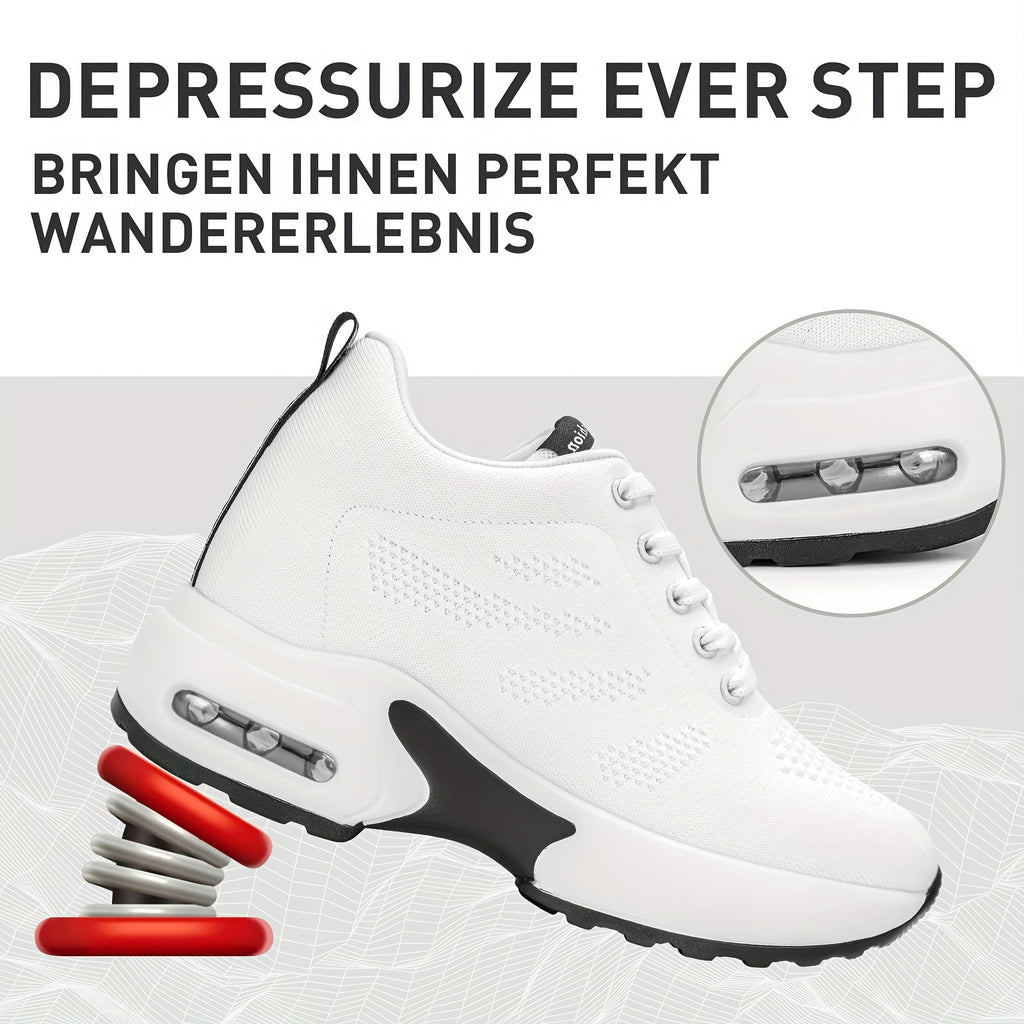 SOSENFER Women's Low-Top Sneakers with Lift - Summer Breathable Height-Enhancing, Round Toe Casual Athletic Wear, Sole & Fabric Upper (/Solid Colors Available) - for Dresses, Skirts, Short Pants