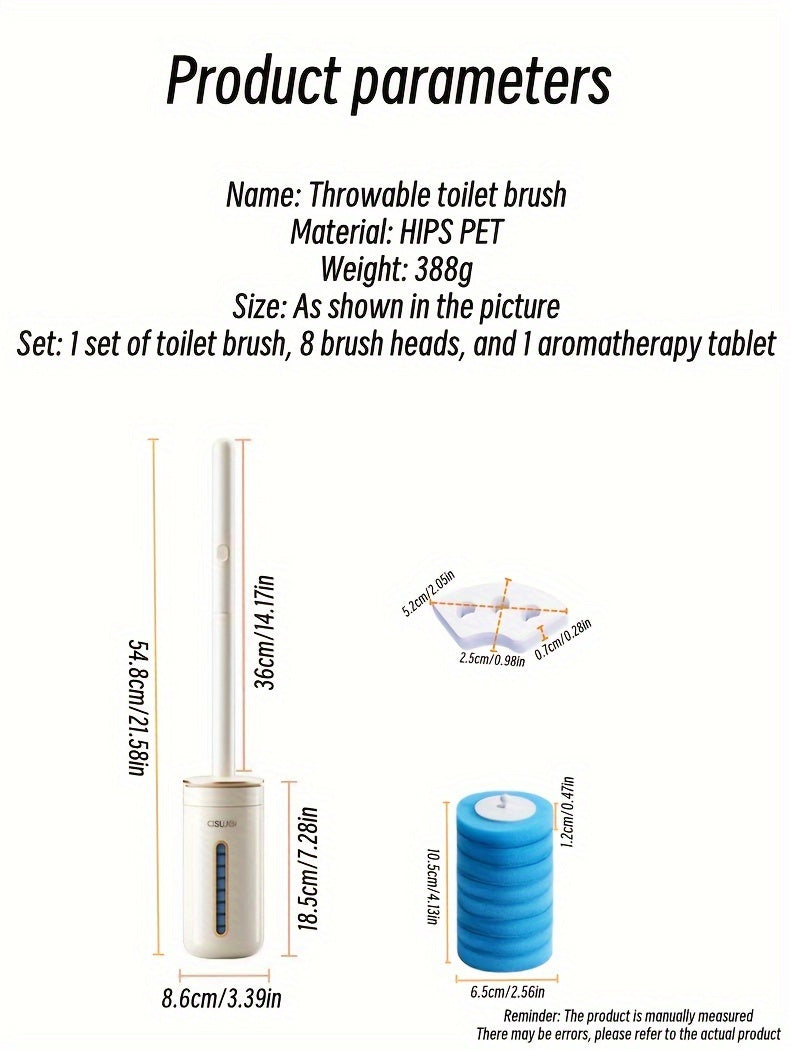 1 Set With 24 Brush Heads, Or Separately Equipped With 32 Brush Heads And 4 Aromatherapy Sticks, Disposable Sponge Brush Heads With Cleaning Solution, Plastic Toilet Brush, Toilet Brush Holder Set, Automatic Opening And Closi