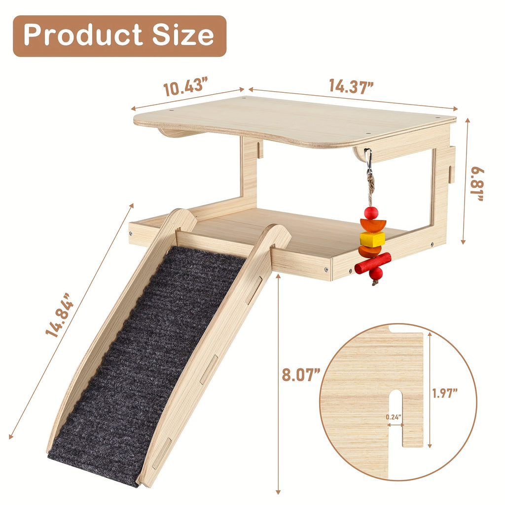 Guinea Pig Hideout, Natural Wooden Castle Small Animal Houses Habitats for Hamster Chinchilla Rat Guinea Pig Bed with Chew Toys Stairs Mat Little Pets Hut Playing Sleeping Hiding