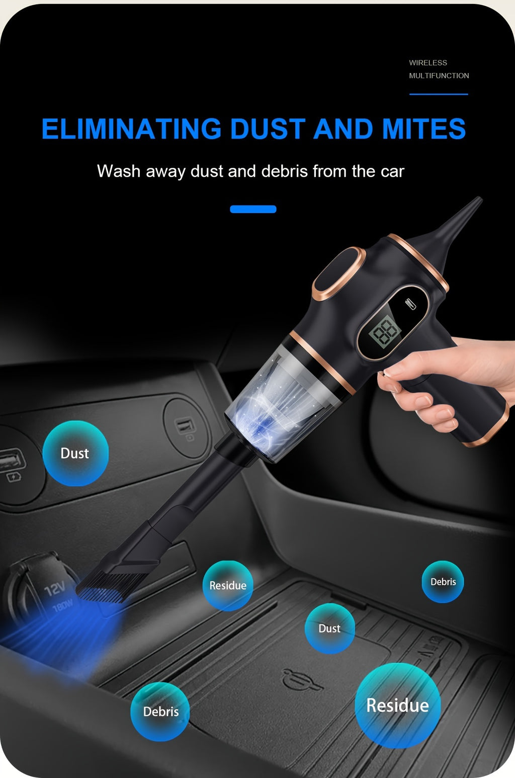 4000mAh High-Power Portable Vacuum Cleaner -USB Rechargeable,