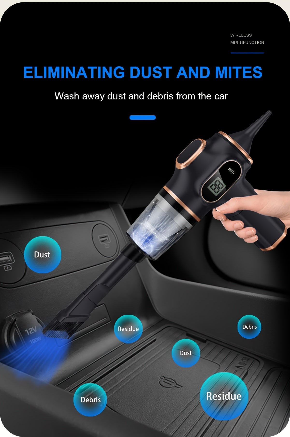 4000mAh High-Power Portable Vacuum Cleaner -USB Rechargeable,