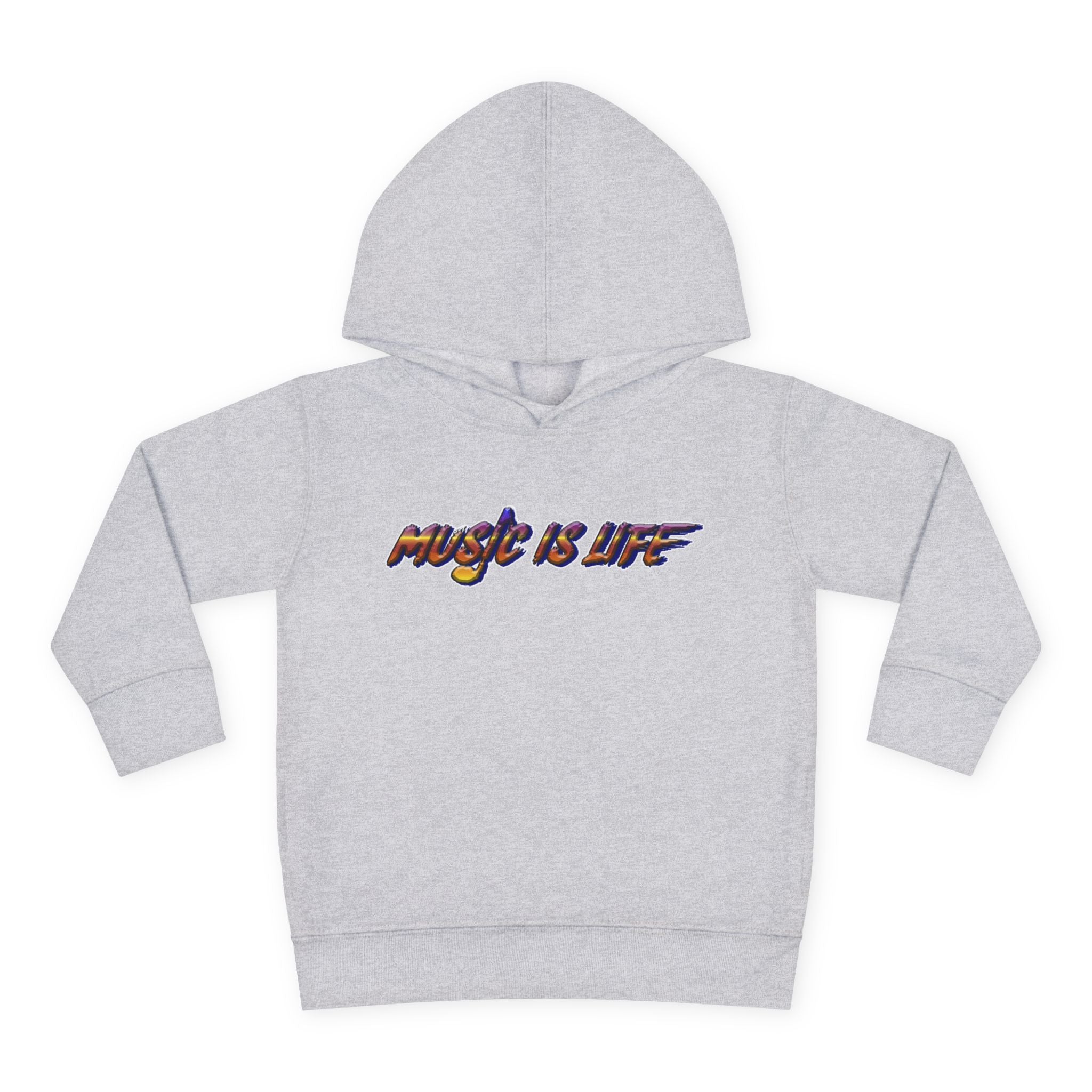 Toddler Hoodie "Music Is Life" — Colorful Brushstroke Kids Pullover