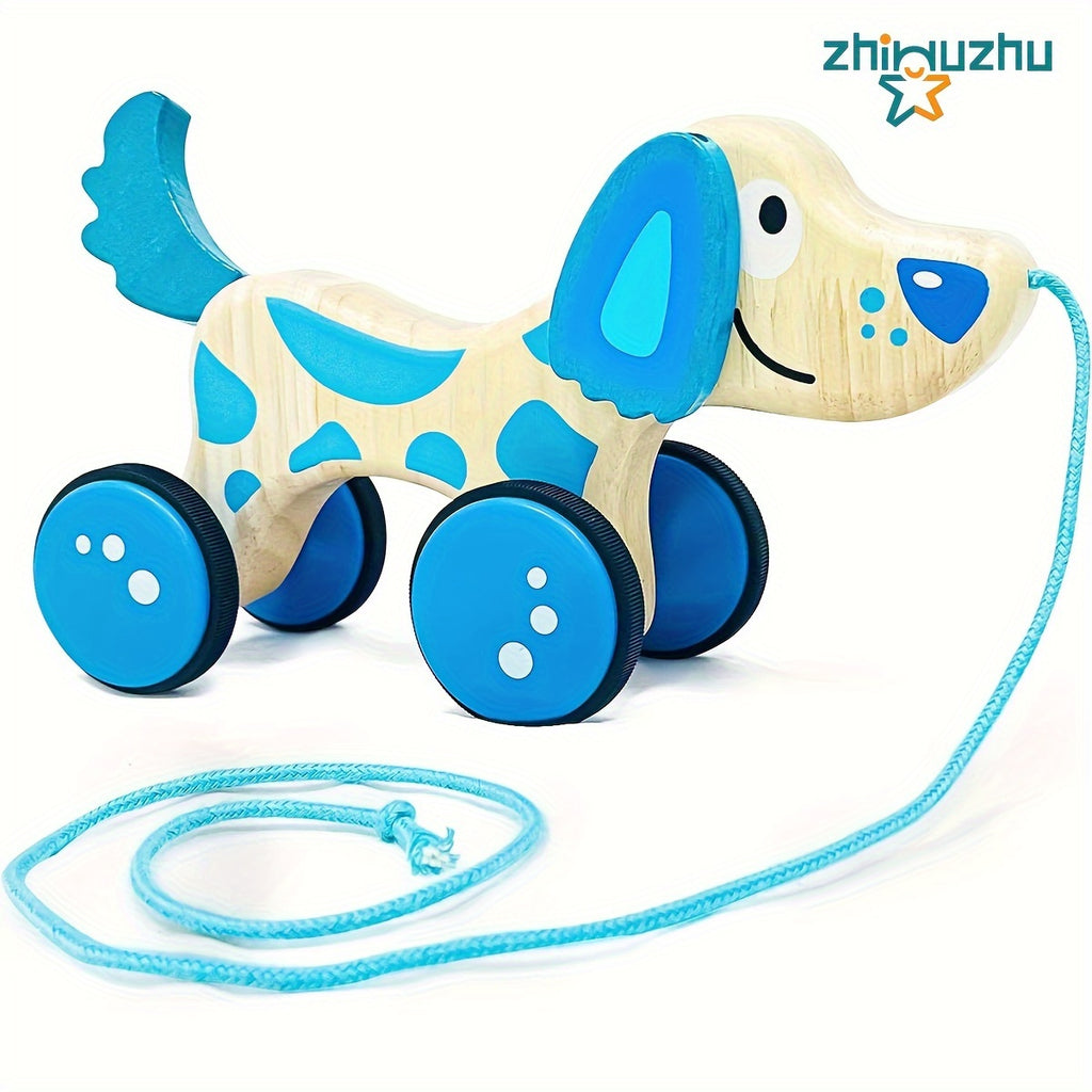 Wooden Pull Along Dog Toy - STEM Push and Pull Toys for Toddlers - Educational Wooden Toy for Early Development, Handcrafted, Non-Toxic, and Durable for Little Ones to Learn and Play