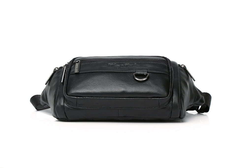 Genuine Leather Men's Waist Bag/Women's Multifunctional Hip Bag/Stylish Multi-Pocket Travel Sports Backpack for Hiking, Cycling, Fishing, And Running